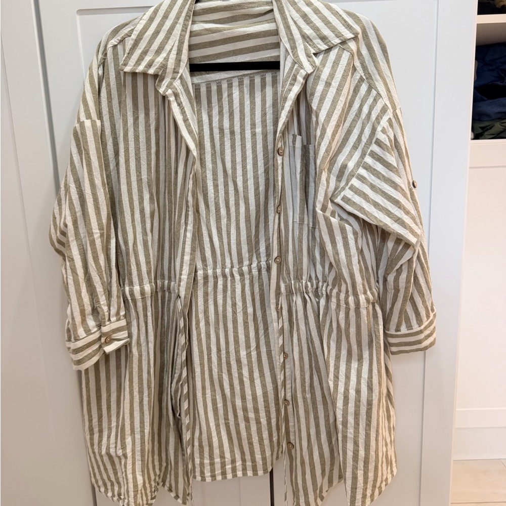 Striped Drawstring Tunic - Picture 1 of 4